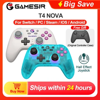 Gamesir Nova T4 닌텐도 스위치 PC 컨트롤러 게임패드, 블루투스 게이머 무선 게임패드, 안드로이드 홀, 효과적인 HD 럼블 진동 