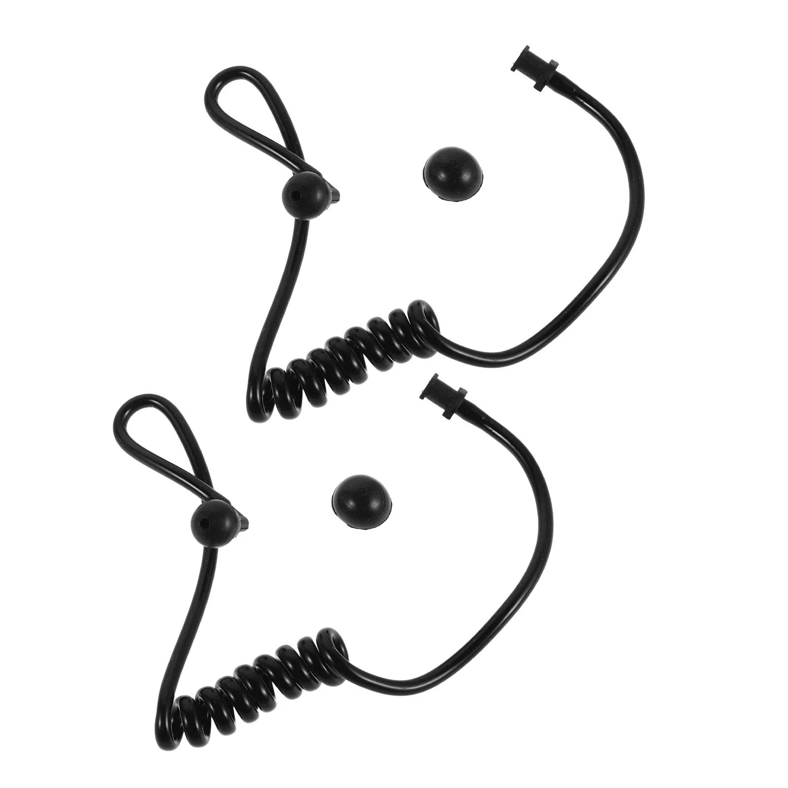 2Pcs Black Coiled Acoustic Tube Replacement Ear Piece Spare Parts Radio Walkie Headset Noise Isolation