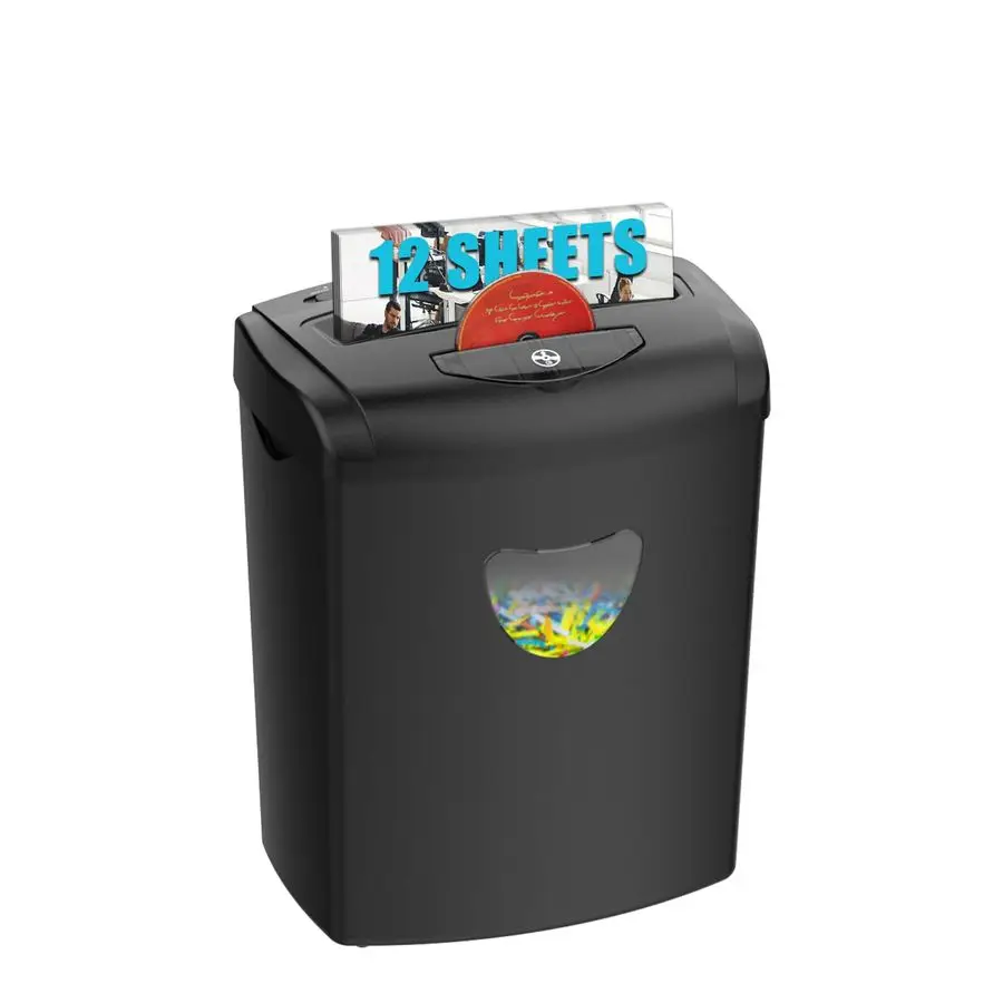 

Shredder for Home with12 Sheet Cross Cut,5.55Gallon Basket, P4 Security,Shred for Cards CDs Staples Clips Jam Proof System for O