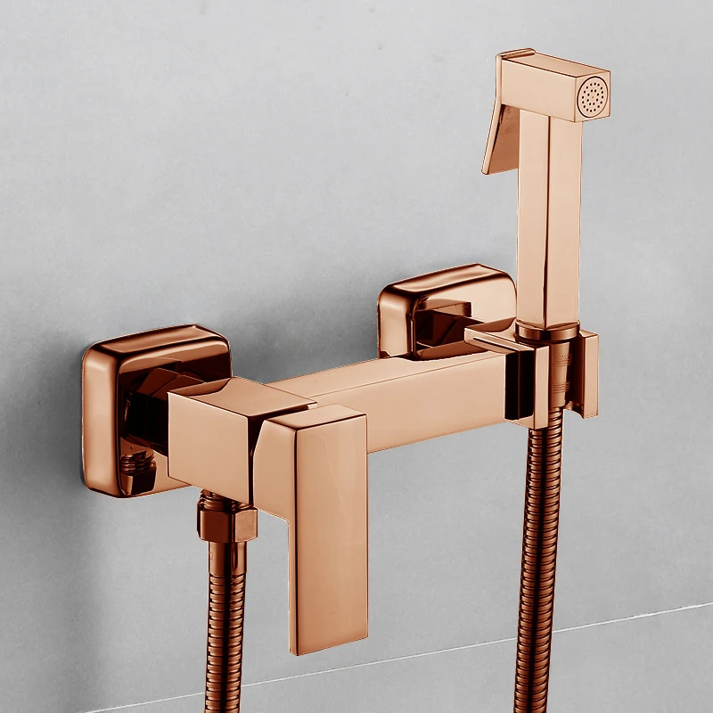 

Bidet Shower Faucets Rose Gold Hygienic Shower Spray Airbrush Tap Hot And Cold Water Mixer Black Toilet Spray Bidet Shower Taps