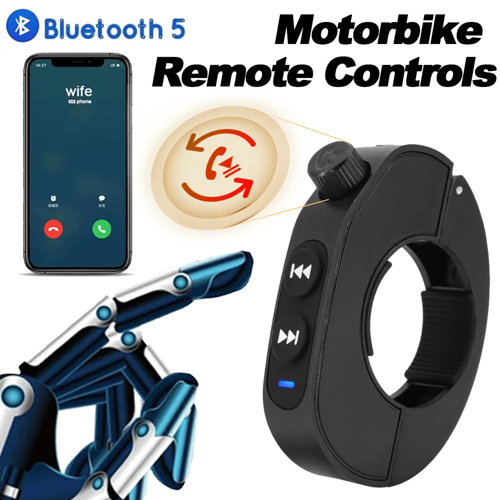 Rotary Knob Control Motorcycle Handlebar Control Bluetooth Wireless Hands-free Calls Remote Control Waterproof Bike Handlebar