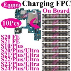 10Pcs USB Charging FPC Connector On Board For Samsung S23 S24 S22 Ultra S21 Plus Note 20 FE S21FE S10 Connector USB Dock Port