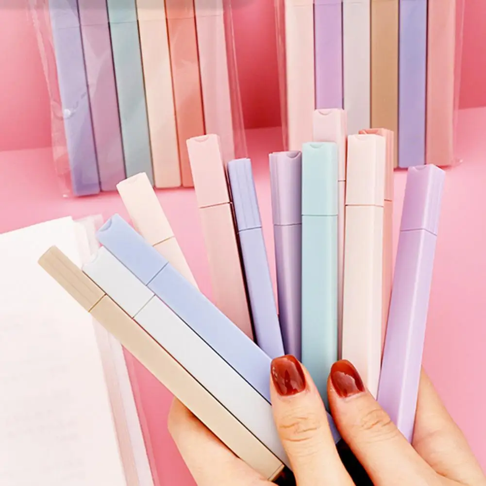 6Pcs Pastel Highlighter Pen Set Eye-Care Markers for Journaling Notes Quick-Dry Dual-Tip Highlighters Cute School Supplies