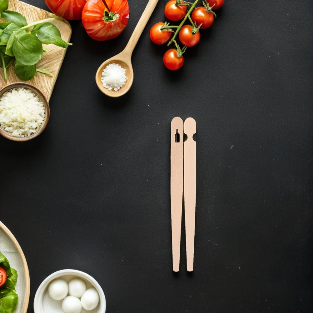 

200pcs Wooden Food Tongs Flat Design For Kids Beginners Learning Chopstick Skills Kitchen Cooking Tongs For Bread Pastry Snacks
