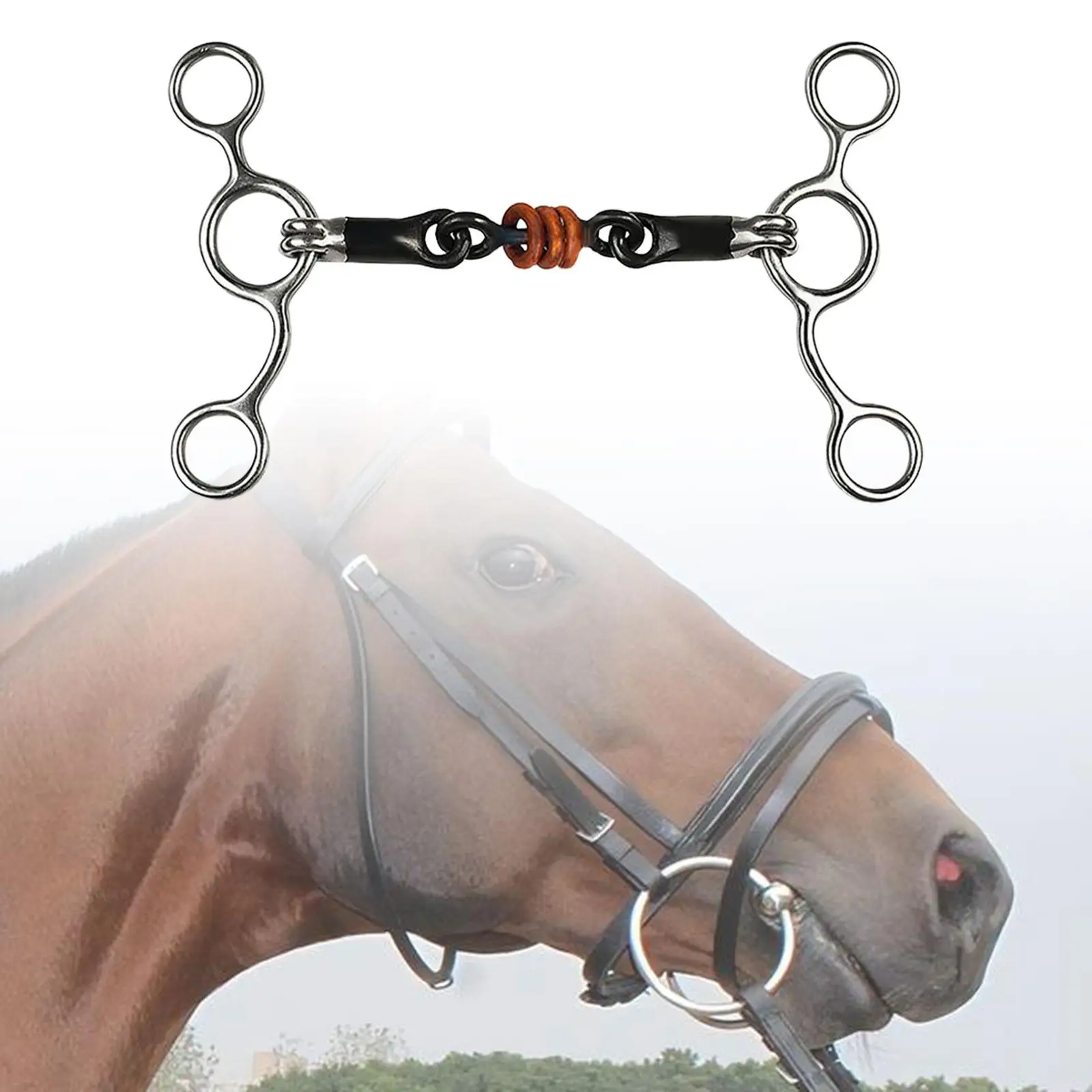 Full Cheek Snaffle Bit Stainless Steel with Copper Mouth H Shape Horse Gear Equestrian Supplies for Schooling