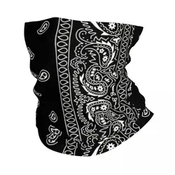 Custom Black And White Paisley Chicano Bandana Style Winter Neck Warmer Wrap Face Scarf Ski Black And White Gaiter Headband