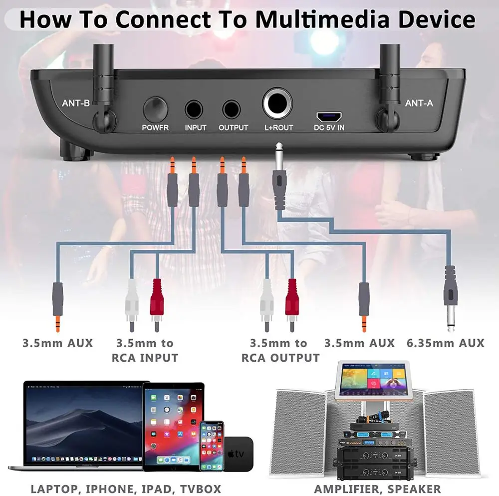Portable Professional Dual Channel Wireless Microphone System Stage Performance Dynamic For Home Singing Karaoke Ktv