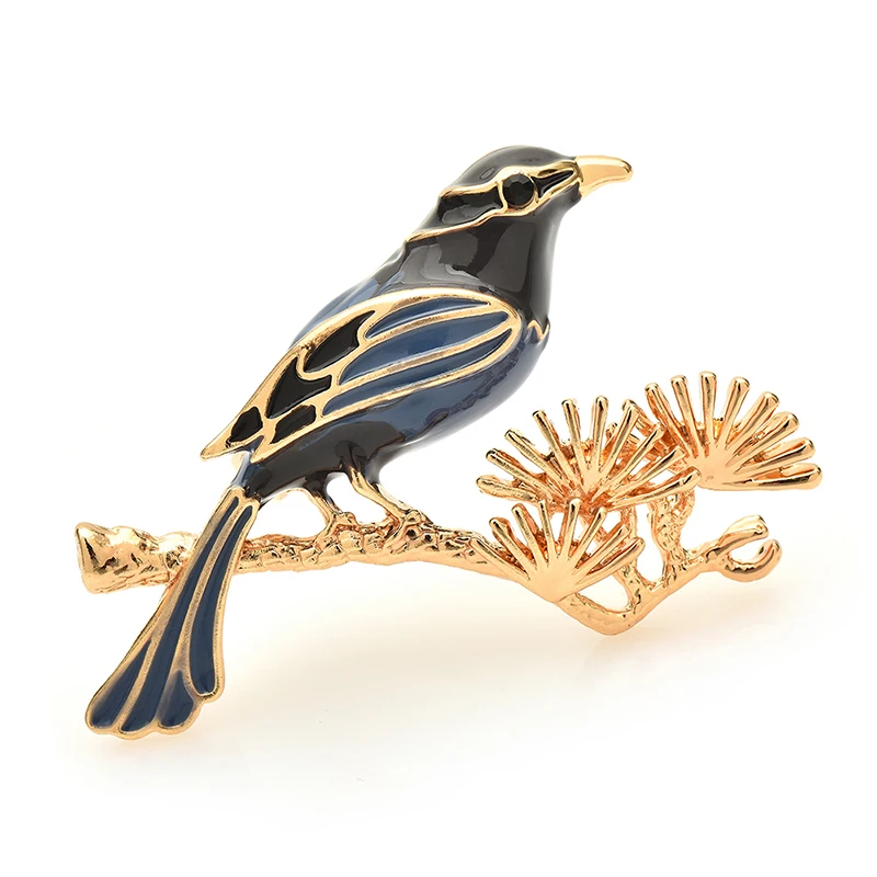 Wuli&baby Singing Bird Brooches For Women Unisex 4-color Enamel Staying Branch Birds Animal Party Office Brooch Pins Gifts