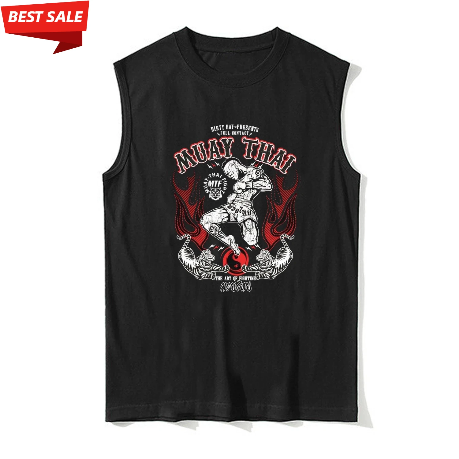 

Винтажные боевые искусства, Муай Тай, истребитель, ММА, боевая майка, 100% хлопок, с круглым вырезом, летние повседневные мужские жилеты, футболка без рукавов