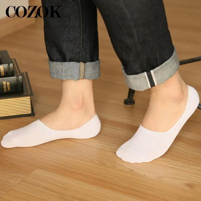 5 Pairs Fashion Boat-shaped Men's Socks Summer Autumn 360° Silicone Slip Breathable Invisible Cotton Socks Ankle Slippers Socks