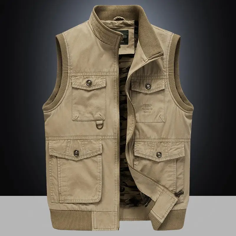 High Quality Classic Reporter Travel Vest 100% Cotton Men Cargo Sleeveless Jacket Multi Pockets Tactical Clothing For Male M-4xl