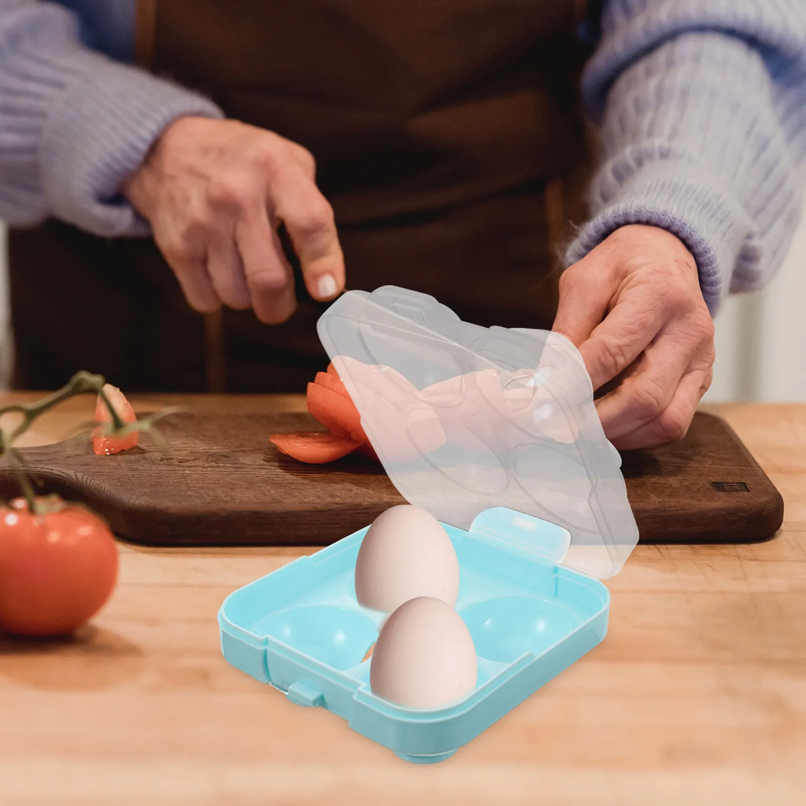 

Plastic Container Holder Blue Compact Portable Shock Resistant Egg Storage Box for Refrigerator Organizer Kitchen Fridge Egg