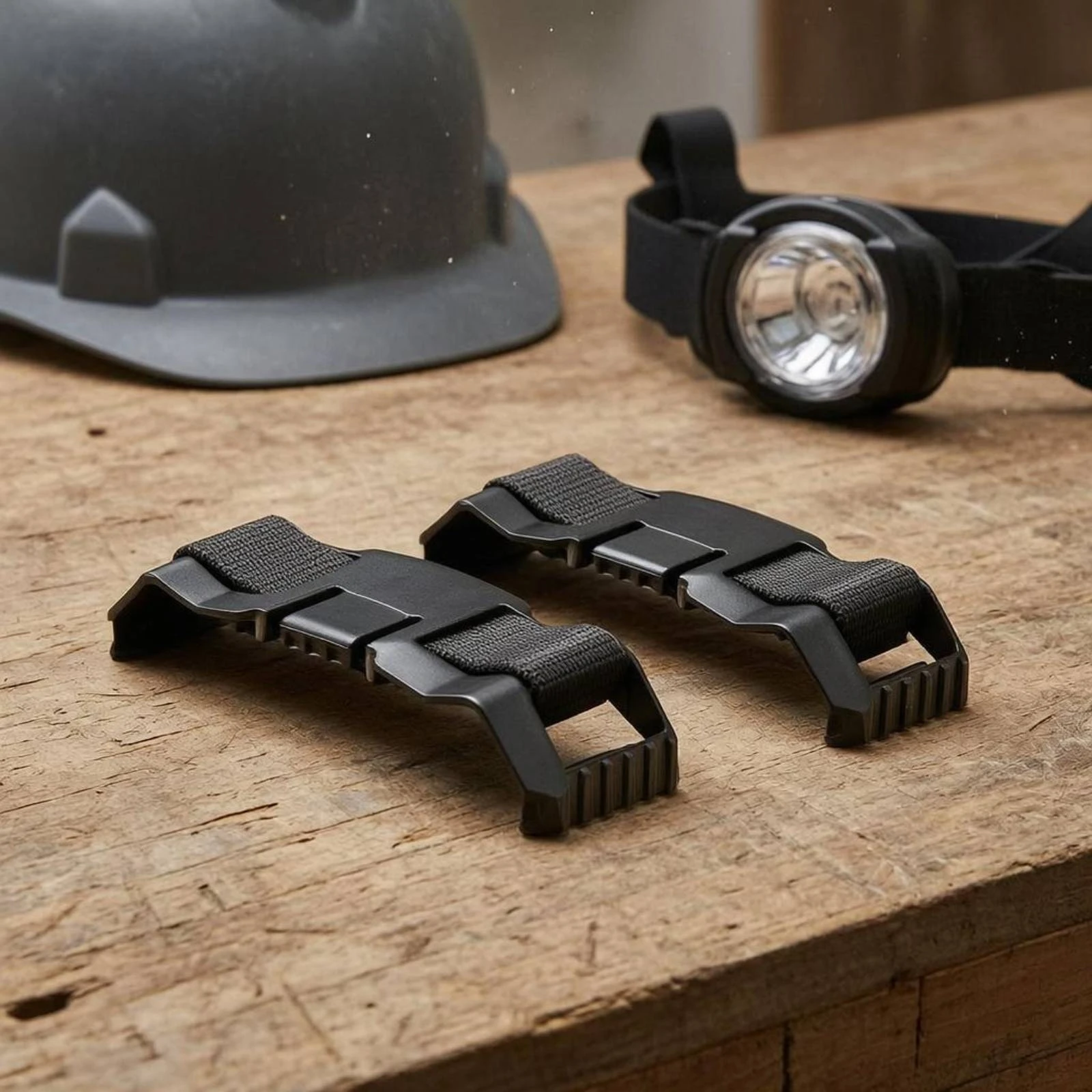2 Pieces Helmet Headlamp Bracket Toothed Grip Headlamp Strap Bracket Helmet Lamp Clip Black Lighting Accessory Easy to Install view 2