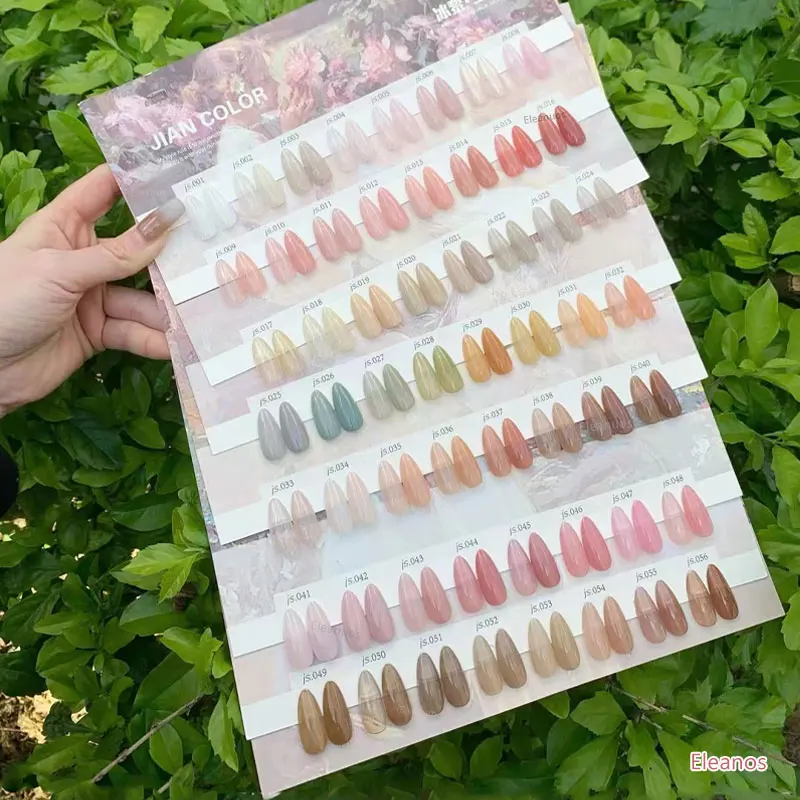 Eleanos New 56pcs Jelly Gel Nail Polish Set Icy Throught Nude Pink Varnish For Nail Salon Wholesale Marnicure UV Gel Learner Kit