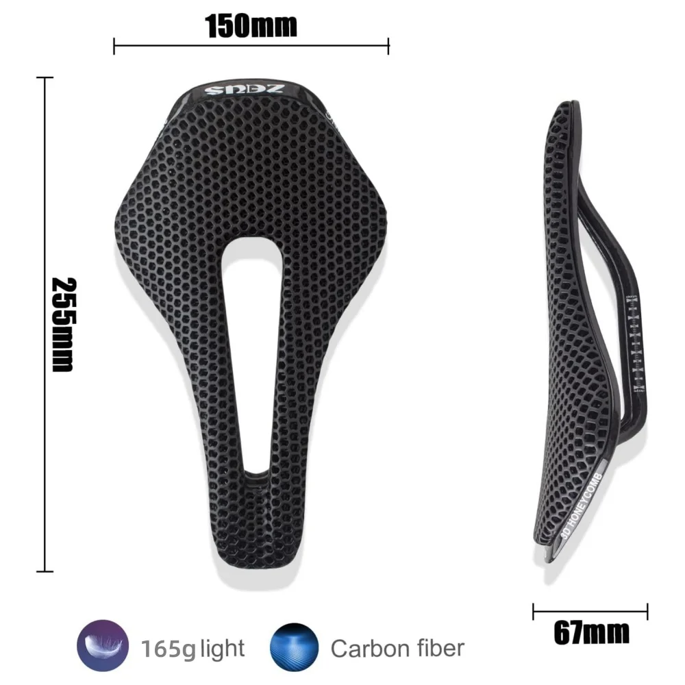 3D Printed Bicycle Saddle Ultralight Carbon Fiber Hollow Comfortable Breathable MTB Gravel Road Bike Cycling Seat Cushion Parts