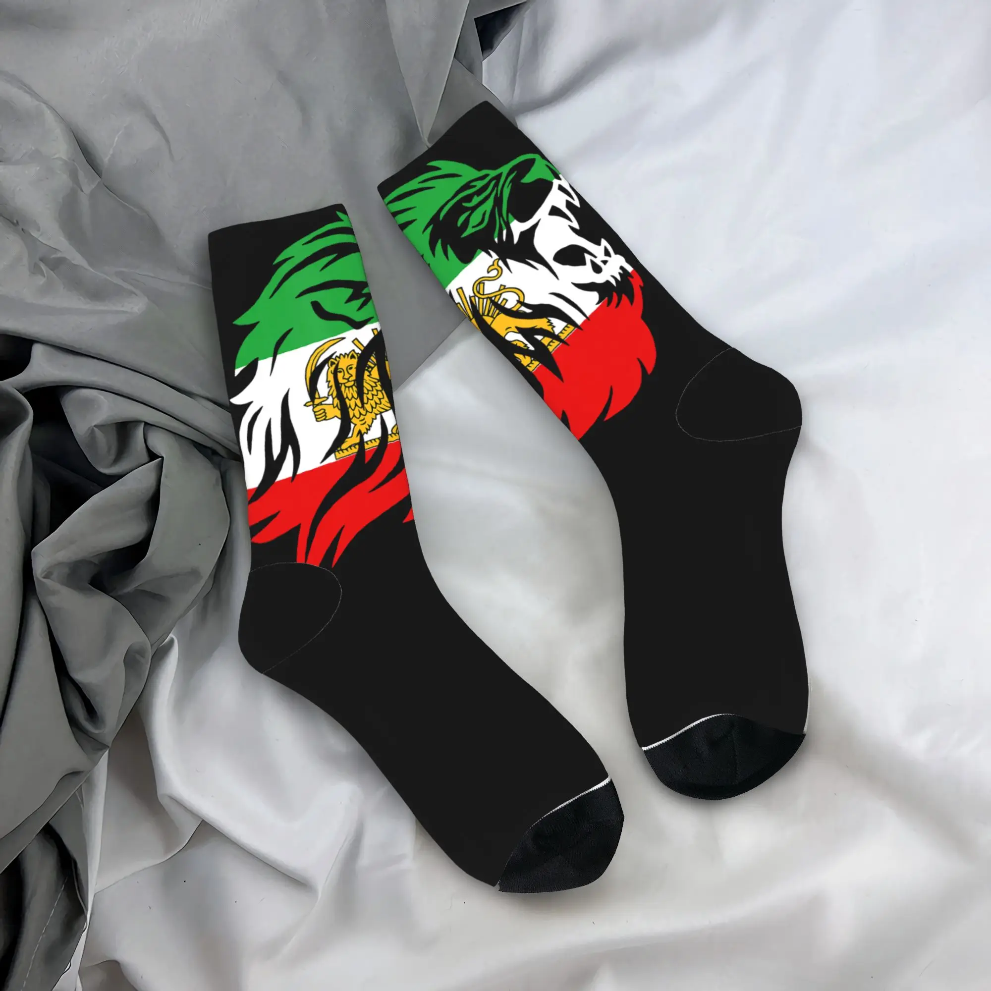 

Iran Lion Sun Flag Iran Persian Socks Winter Stockings Retro Women Men Medium Soft Socks Design Skateboard Anti Slip Socks
