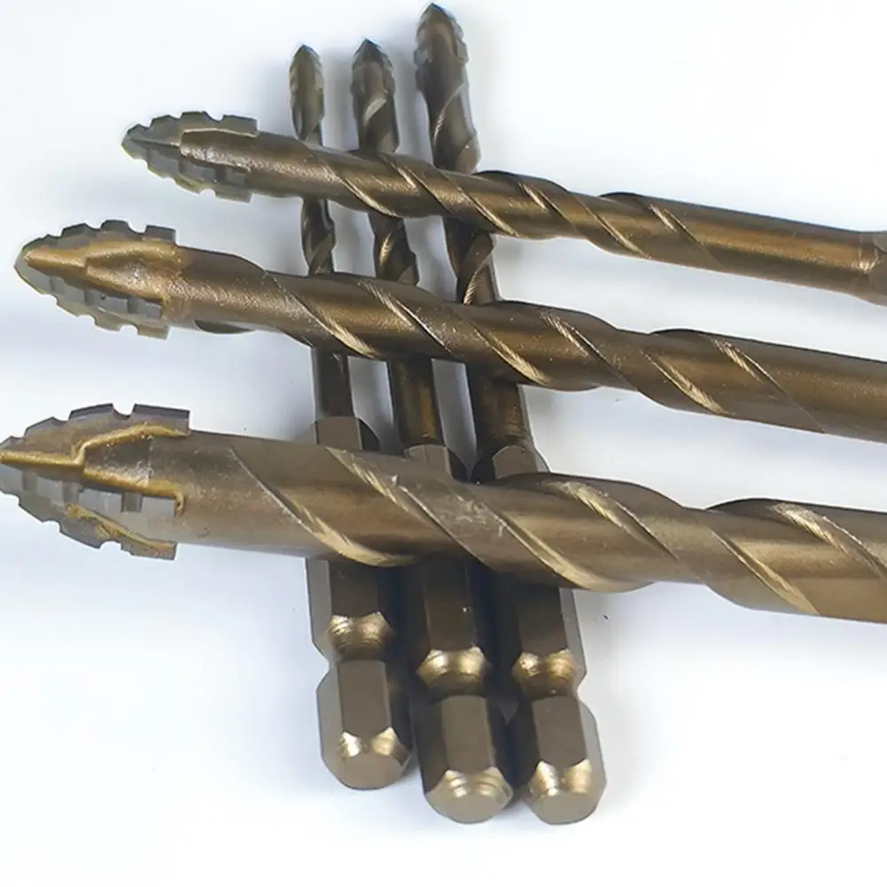 Thread Cutting Drill Set Coated Drill Bits 5pcs Four-edged Serrated Drill Bits Set High Hardness Multifunction for Metal