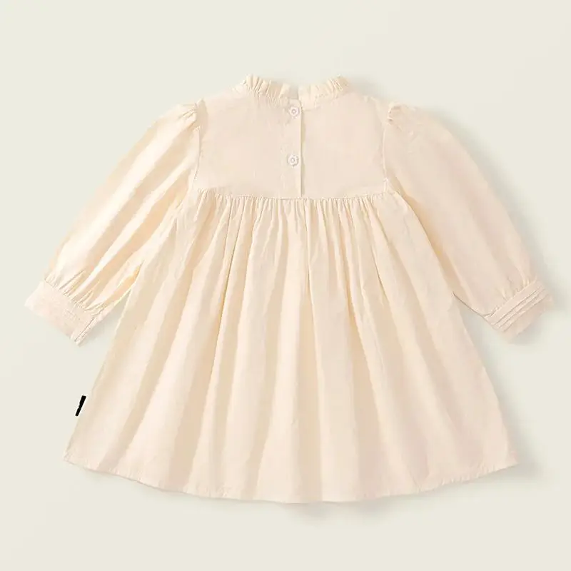 Vestido casual bordado em linha A infantil, saia em linha A, vestido de princesa infantil, estilo francês, roupas femininas, 2-7 anos, outono, 2024