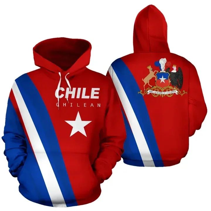 Chile National Emblem Map 3D Printed Hoodies For Men Chilean Flag Flower Sweatshirts CONDOR Pullovers Women Hoody Kids Tracksuit