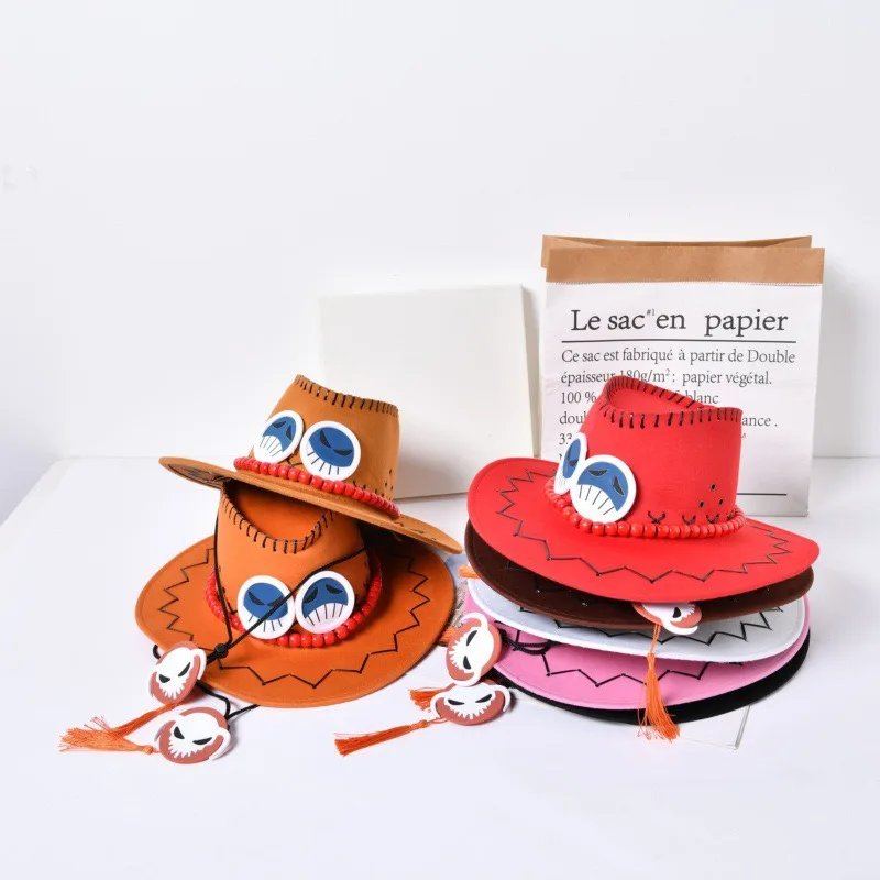 Cartoon Anime Luffy Cosplay Cowboy Hat Pirate Hat Children Adults Halloween Party Luffy Accessories Orange Buckskin Hat