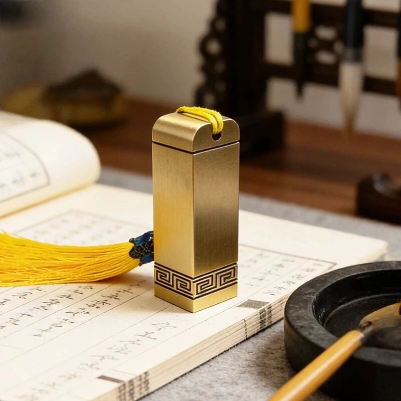 Brass Custom Name Seal Stamp for Calligraphy Painting Student Square Shape Keychain Calligraphy Exam Corporate Logo Souvenir