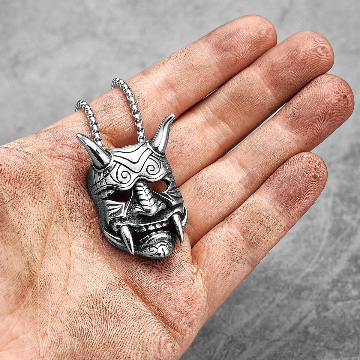 Japanese Yokai Prajna Stainless Steel Men Women Necklaces Pendants Chain Punk Jewelry Creativity Gift Dropshipping Wholesale