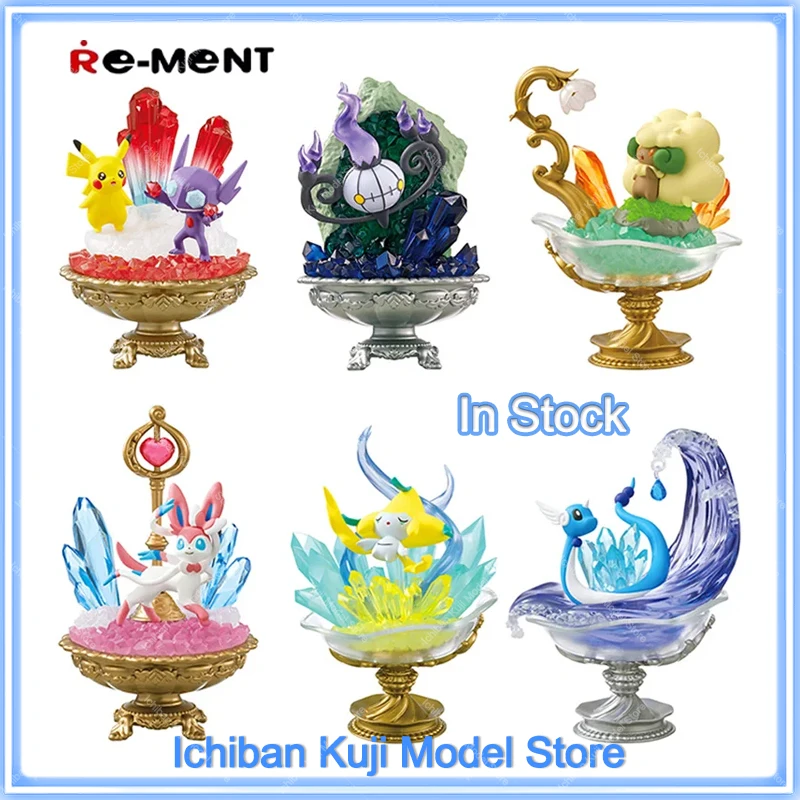 100%Original Pokemon Re-Ment GEM STONE COLLECTION 2 Pikachu and Sableye Sylveon Chandelure Dragonair Whimsicott Jirachi PVC Toys