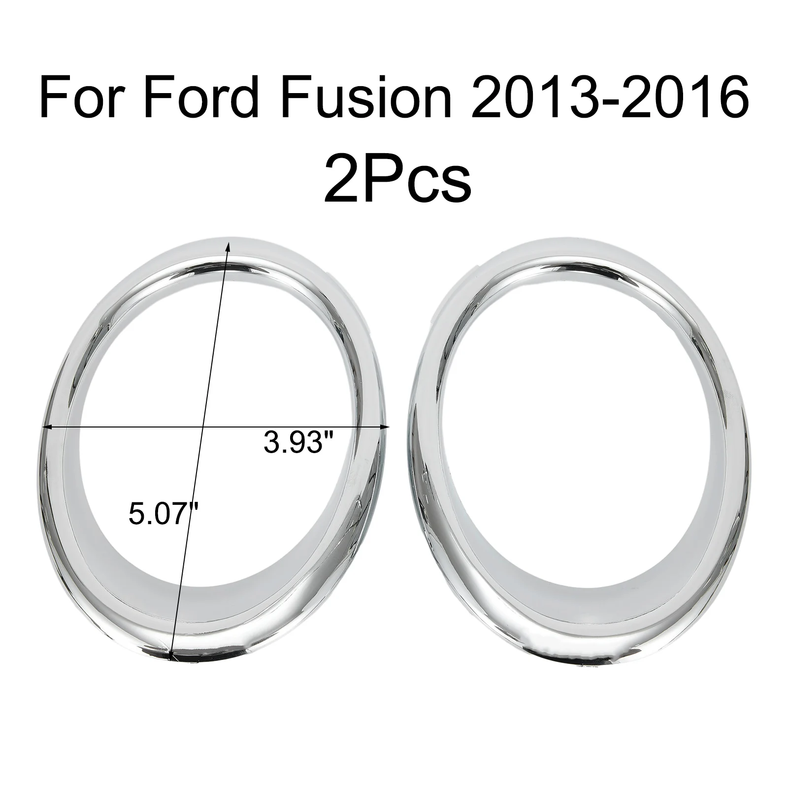 Front Fog Light Bezel Trim Ring Pair In Chrome Finish Compatible With For Fusion Model Years 2013 To 2016