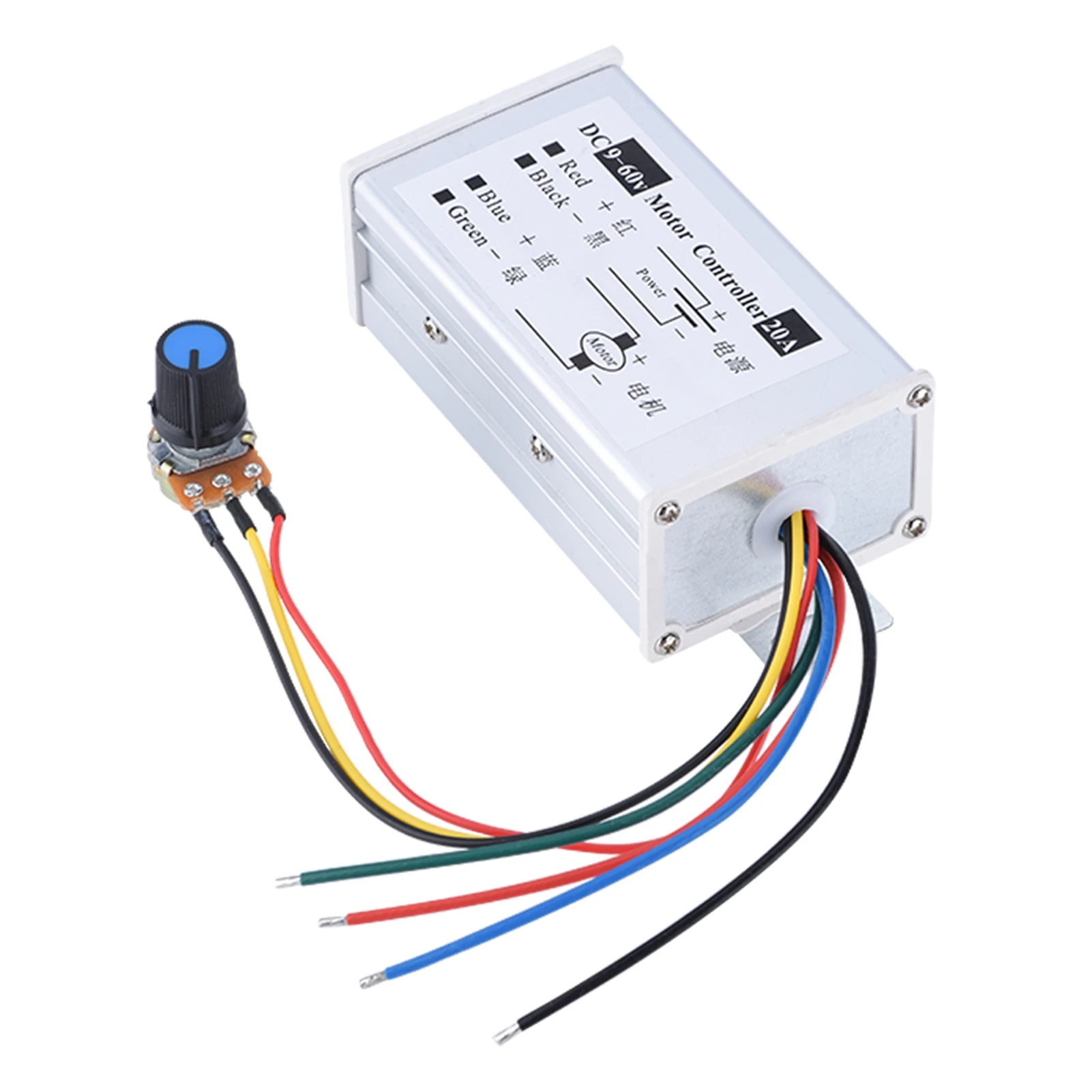 PWM DC 9-60V 20A 1200W 25KHz モータースピードコントローラースピードレギュレータスイッチ新しい