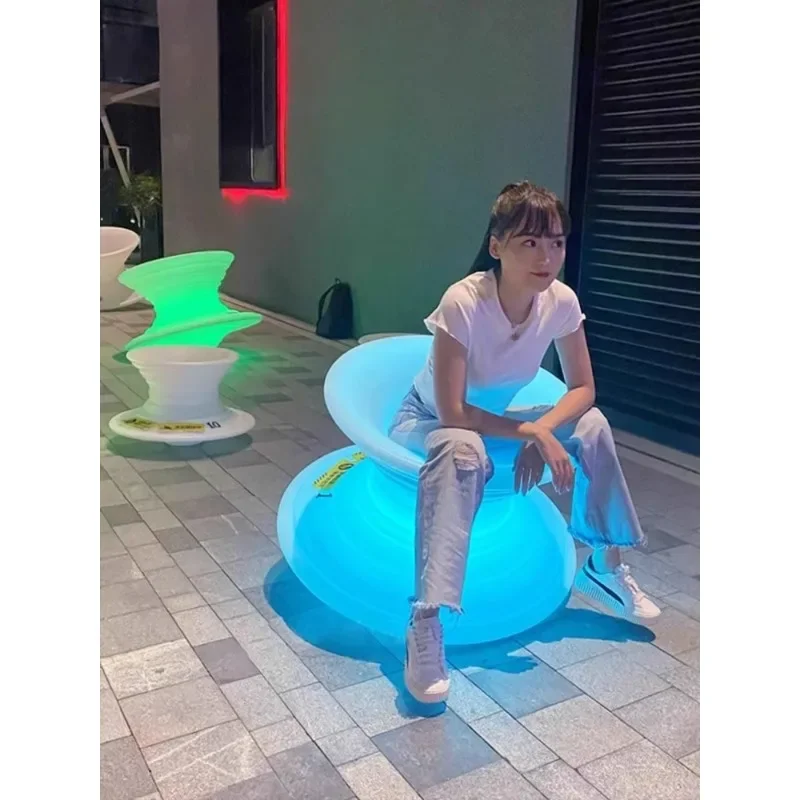 Luminous gyro chair outdoor square shopping mall children's adult seat creative 360 degree rotating tumbler