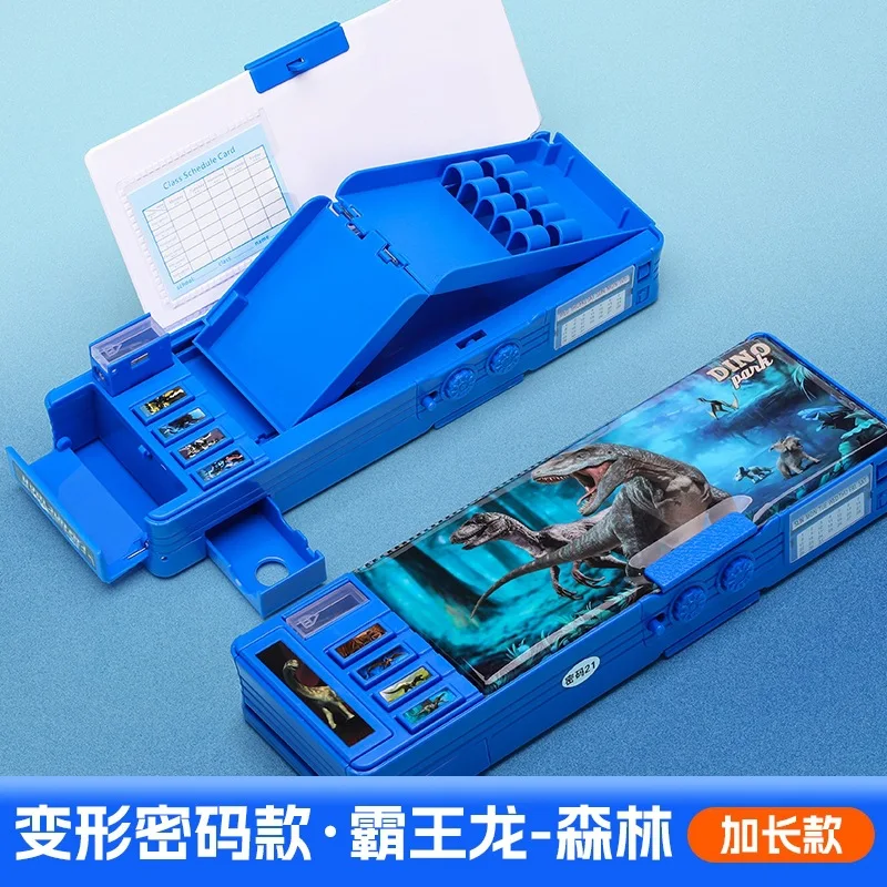 Password Multifunctional Stationery Box High-tech Pencil Case Men's Elementary School Boys Technology Network Automatic Dinosaur