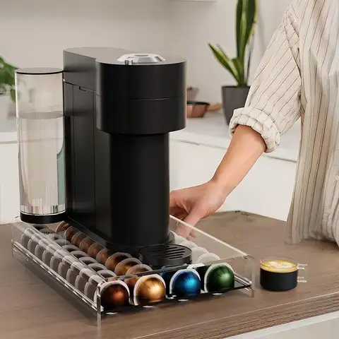 40Pcs 커피 캡슐 포드 홀더 네스프레소 Vertuoline 캡슐 보관함 Verismo Vertuo Organizer 플라스틱 소재 서랍
