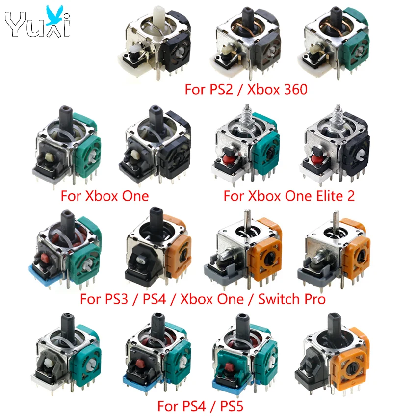 

YuXi 1pc 3D Analog Joystick Sensor Module Potentiometer For PS5 PS4 PS3 PS2 Controller Thumb Stick for Xbox One Elite 2 Xbox 360