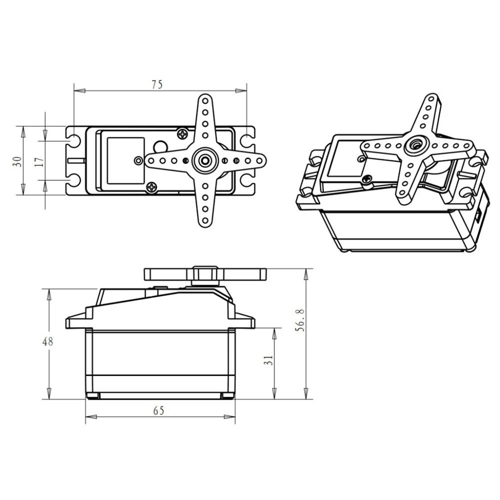 Servo numérique étanche pour voiture robot RC, DS5160, 60kg, 180/270, engrenage en métal résistant et à grande vitesse, 7.4V, Baja, bras servo 18T