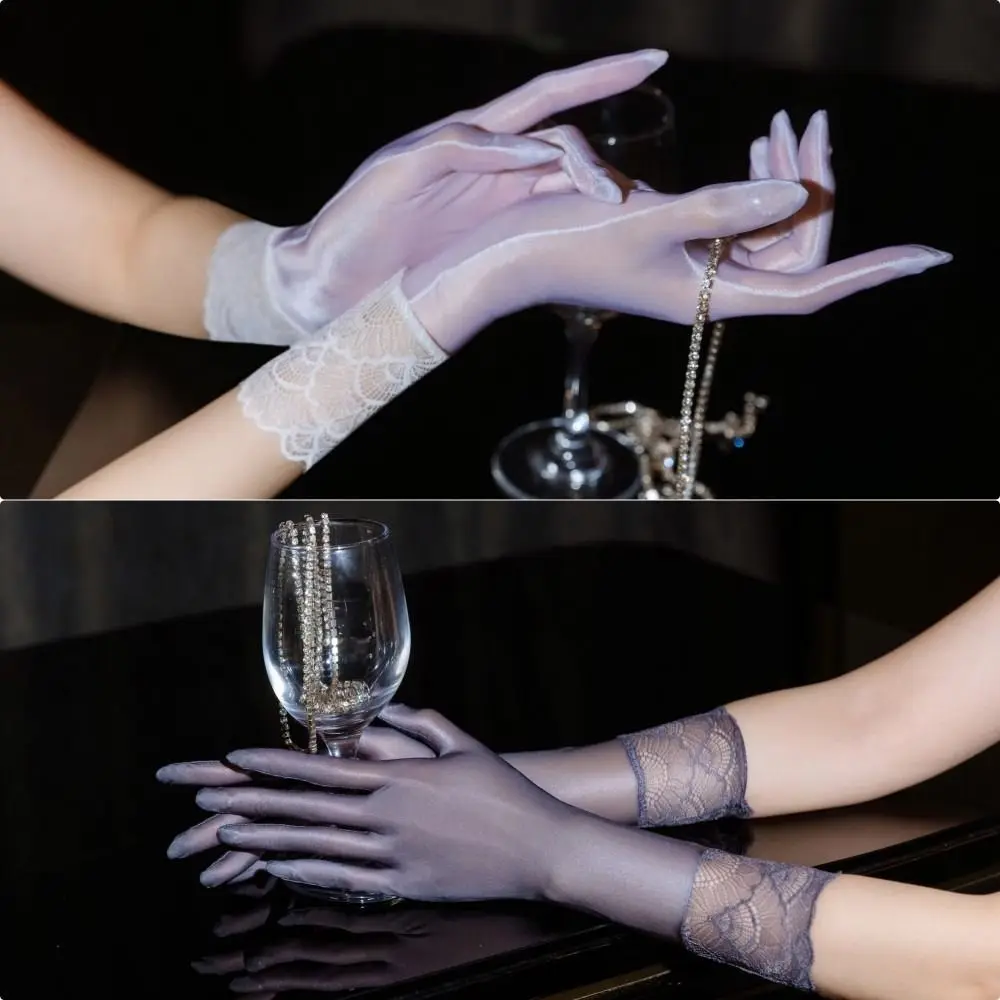 New Sexy Lace Smooth Shorts Gloves Tight Ultra Thin Lace Gloves Breathable Stage Performance Women's Gloves Women