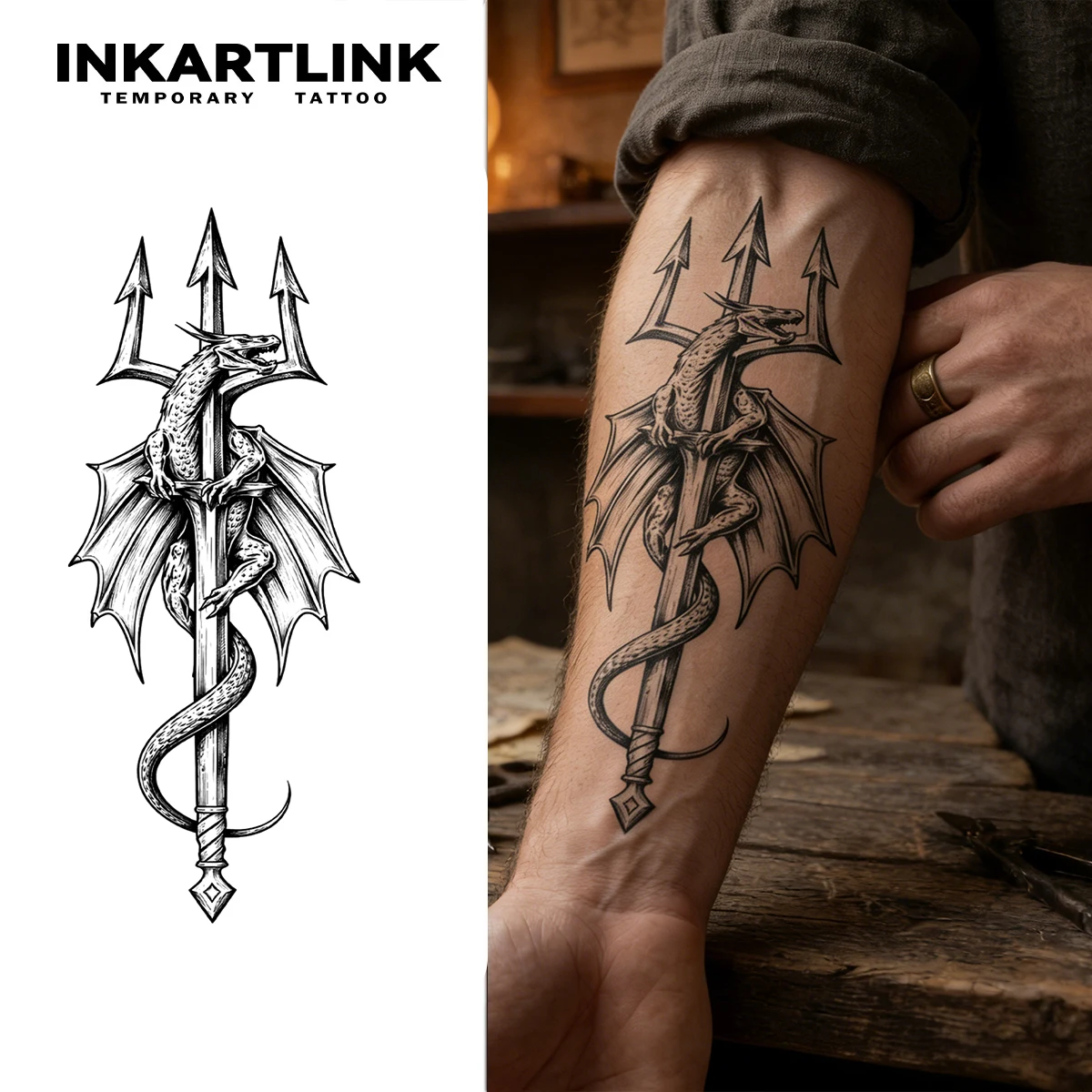 INKARTLINK Flying Dragon Juice Tattoo Patch Waterproof, Continuous Color Rendering for 1-2 Weeks, Essential for Trendy People