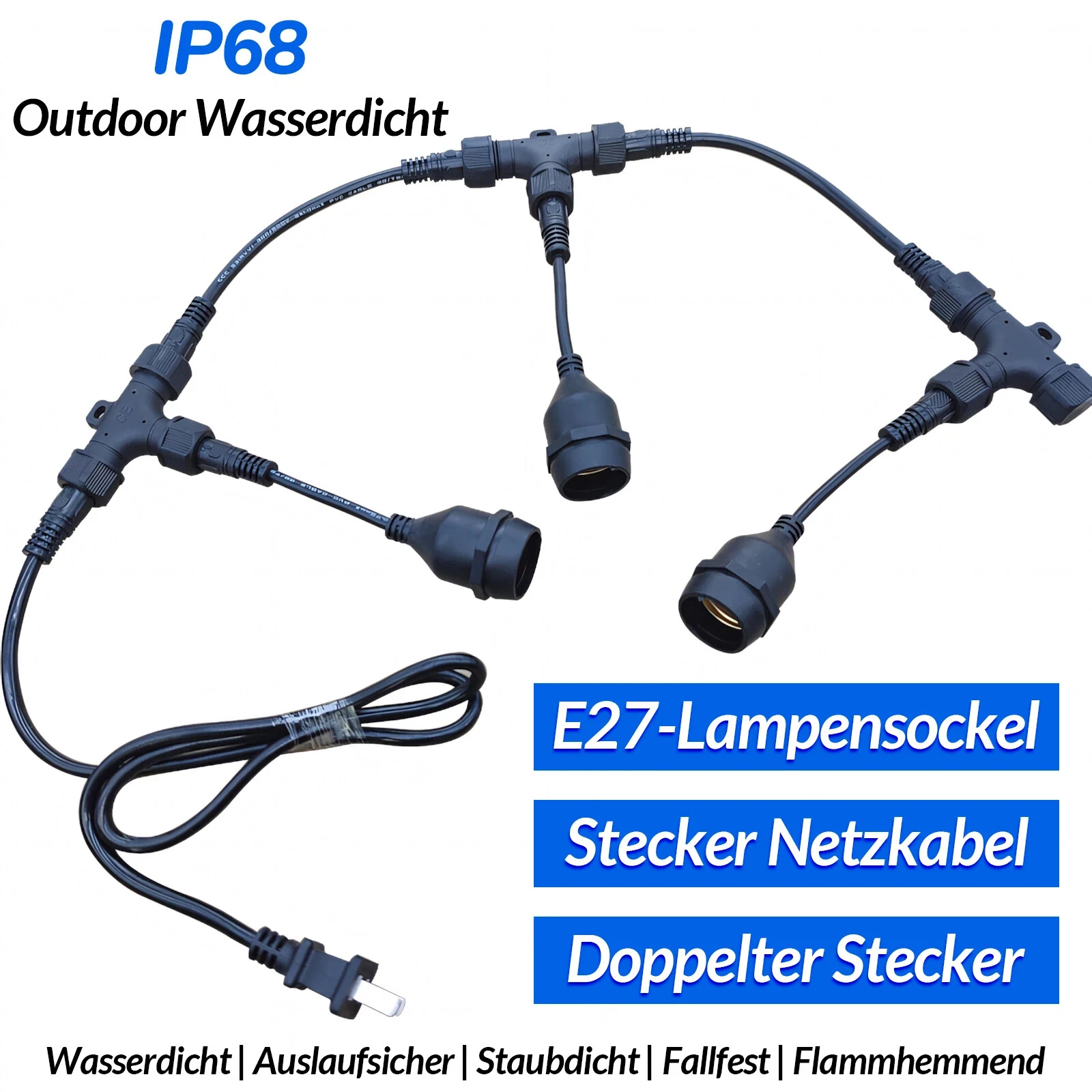 

Waterproof E27 Lamp Base Holders 0.8-5m Line IP67 Light Interface Outdoor Conector LED Spiral Copper PVC Flame Retardant