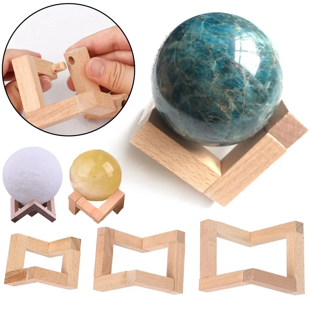 Accessories Home Decoration Desktop Ornament Moon Lamp Base Glass Sphere Bracket Wood Display Stand Crystal Ball Holder