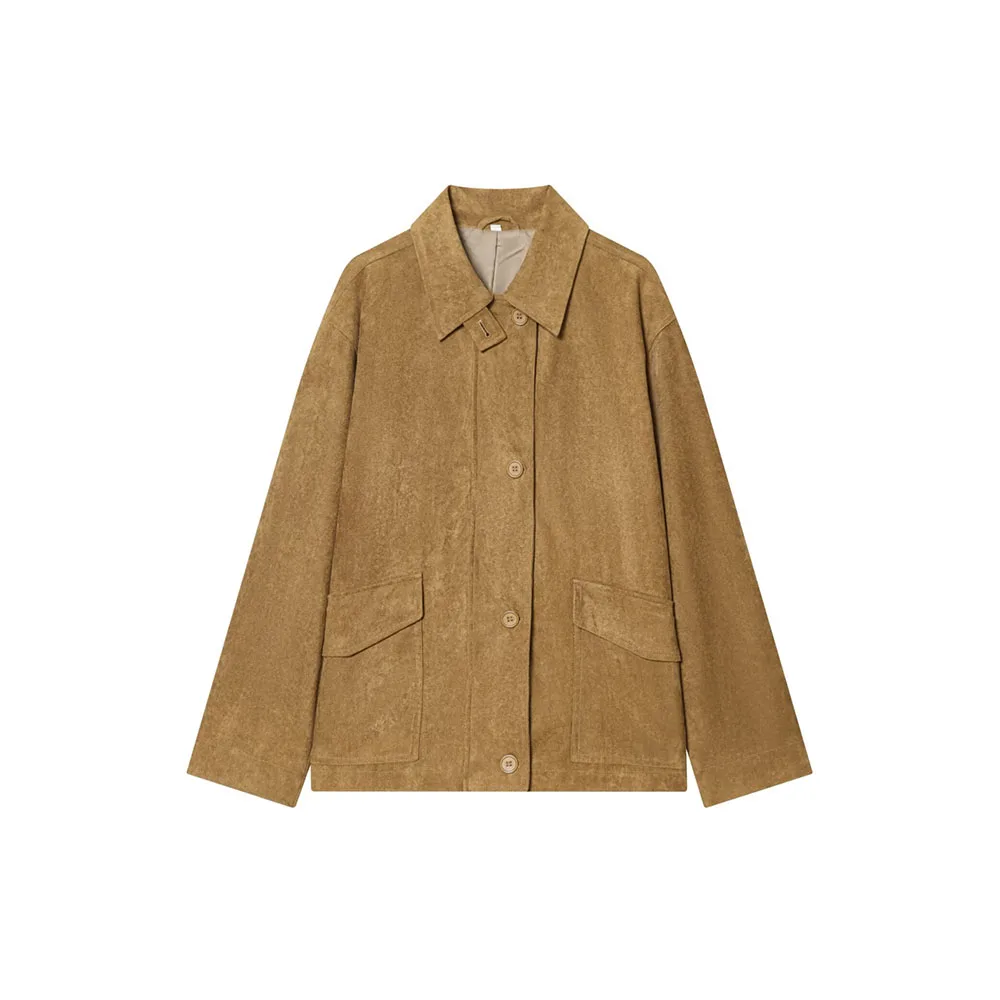 

Autumn New Women's Fashion Simple Loose Versatile Suede Texture Coat