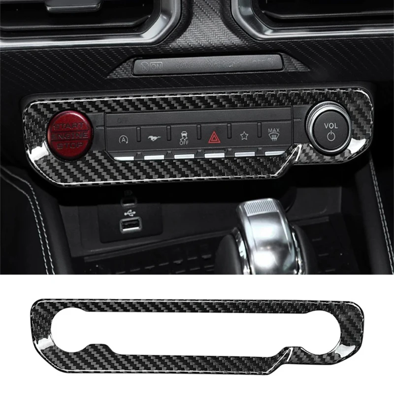 

For Ford Mustang Real Dry Carbon Fiber 2024 2025 Air Conditioning Knob Button Panel AC Switch Cover Trim Interior Accessories