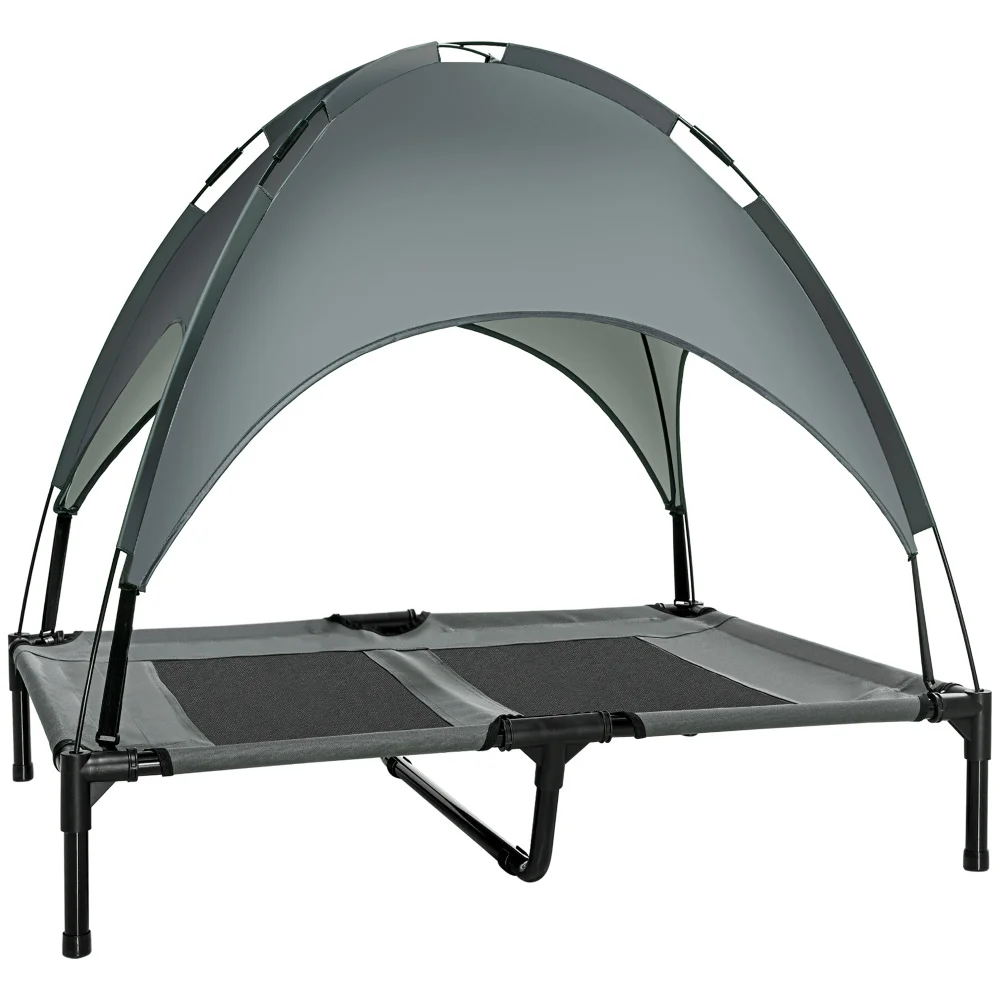 

Elevated Portable Dog Cot Pet Bed with UV Protection Canopy Shade, 36 Inch, Gray