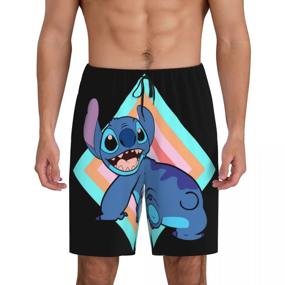 Custom Men Lilo Stitch Cartoon Anime Manga Pajama Shorts Print Sleep Pjs Sleepwear Bottoms with Pockets