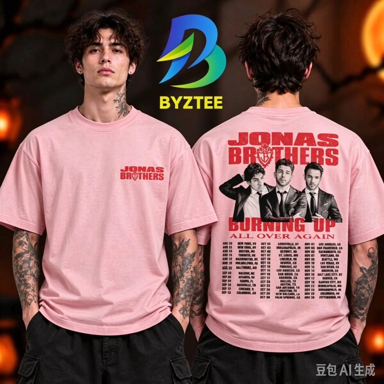 2026 Jonas Brothers The Burning Up Tour All Over Again Washington DC Sep 30 2026 T-shirt Double Sided Print Cotton Short Sleeve