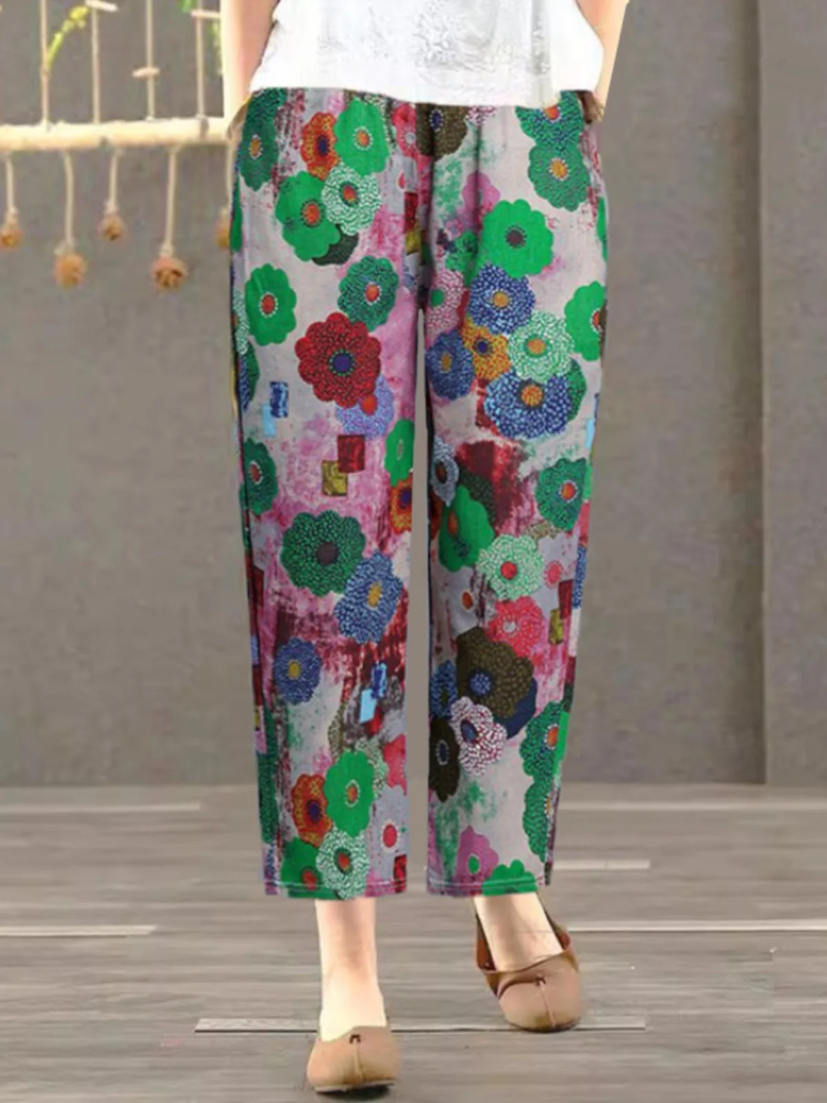 Pantaloni Harlan a vita alta da donna in misto cotone casual a nove punti vestibilità ampia estate nuovi pantaloni a gamba dritta Sle Faionable