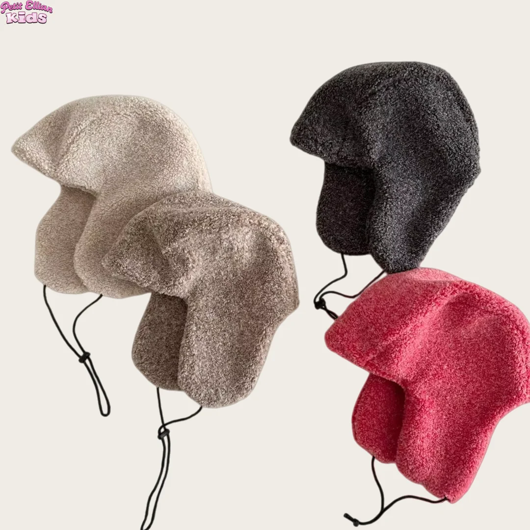 2025 Nuovo Cappello per bambini Peluche Addensato Antivento Paraorecchie Berretto Inverno Caldo Fodera in Pile Coulisse Regolabile per Baby Boy Girl