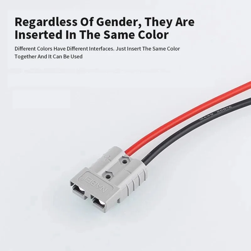 50A Lithium Battery Charging PlugToBendFemaleWiringHarnessConnector 10AWG Pure Copper Power Cord 3Pin Male Car Charging Socket