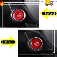 Discount-Dry Carbon Fiber Car Start Stop Engine Button Cover Trim For Alfa Romeo Giulia Stelvio 2017-2020 Spare Parts Parts Red