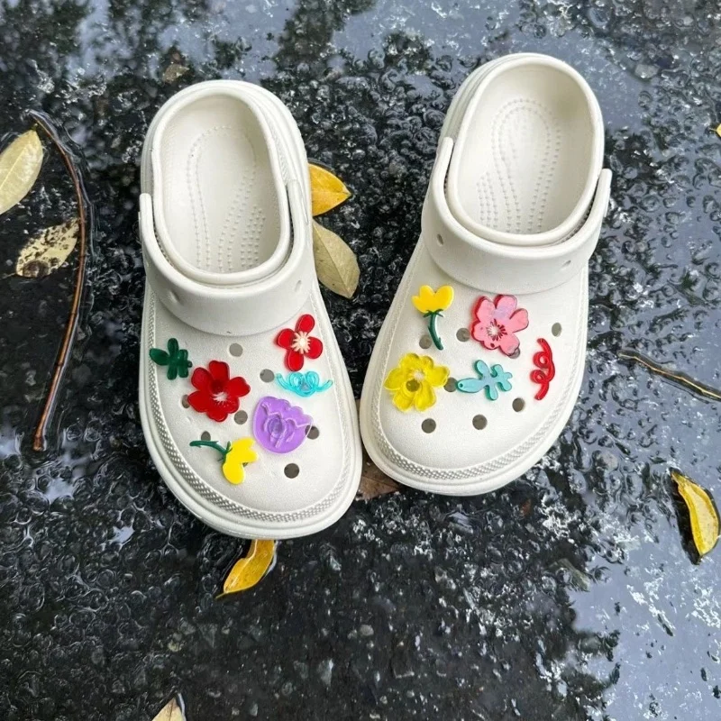 New JIBBITZ Charms Transparent Crystal Colorful Removable  Shoe Flowers For Clogs Compatible With All Clogs Party Gifts