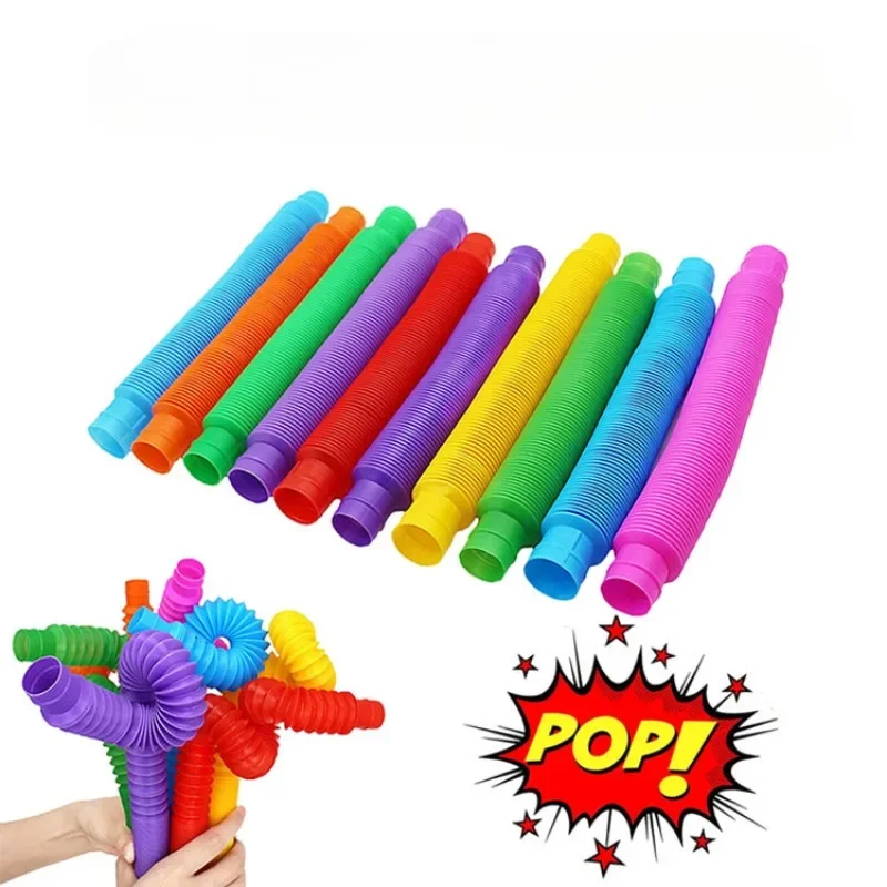 10/20/50pcs Colorful Telescopic Tubes Fidget Toys Plastic Sensory Pop Tubes Stress Relief Toys Adults Decompression Kids Toys