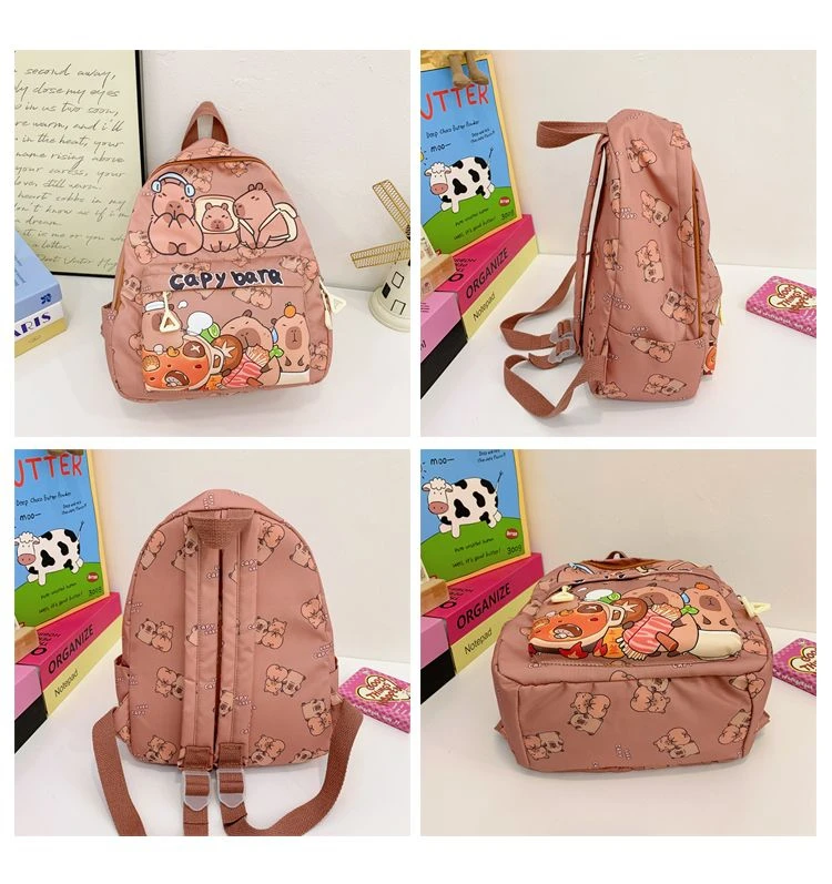 2026 Cute Cartoon Capybara School Backpack for Girls Lightweight Nylon Book Bag Top Quality Child Backpack Mochila Capibara